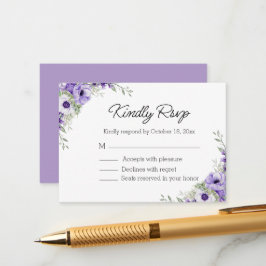 Tarjeta De Recepción elegante acuarela púrpura floral rsvp boda