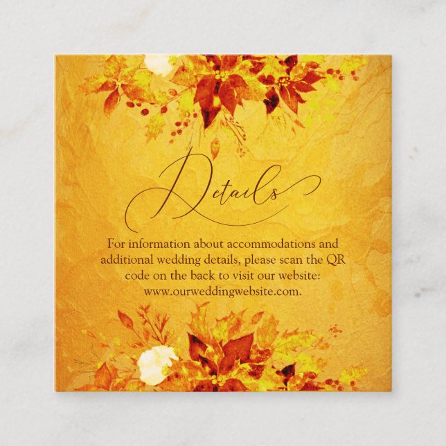 Tarjeta De Recepción Elegante acuarela Red Poinsettia Boda de código QR (Anverso)