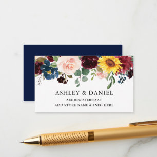 Tarjeta De Recepción Elegante acuarela Registro mixto de azul floral