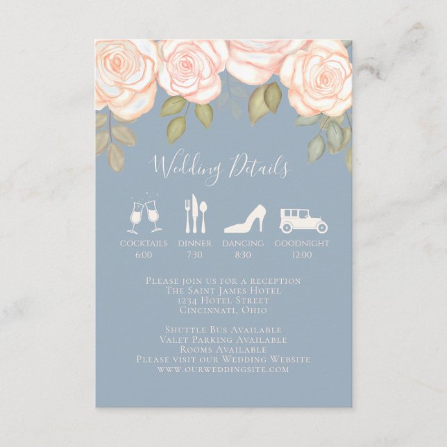 Tarjeta De Recepción Elegante acuarela Rubor Floral Calligraphy Photo (Anverso)