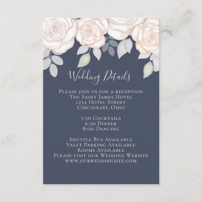 Tarjeta De Recepción Elegante acuarela Rubor Floral Calligraphy Photo (Anverso)