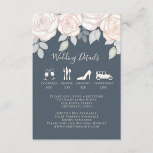 Tarjeta De Recepción Elegante acuarela Rubor Floral Calligraphy Photo