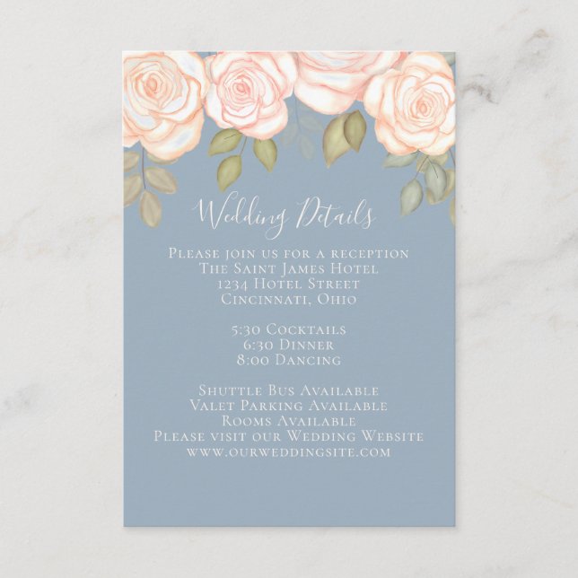 Tarjeta De Recepción Elegante acuarela Rubor Floral Calligraphy Photo (Anverso)