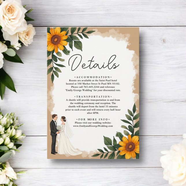 Tarjeta De Recepción Elegante acuarela Sunflower verano Boda floral (Subido por el creador)