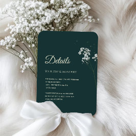 Tarjeta De Recepción Elegante aliento de bebé verde esmeralda