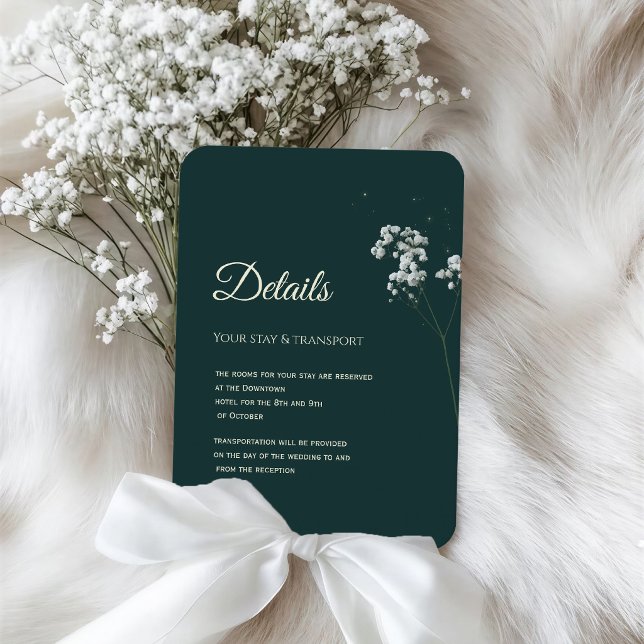 Tarjeta De Recepción Elegante aliento de bebé verde esmeralda (Subido por el creador)