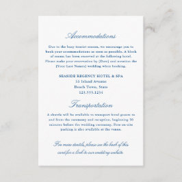 Tarjeta De Recepción Elegante Alojamiento Azul Naval Transporte QR