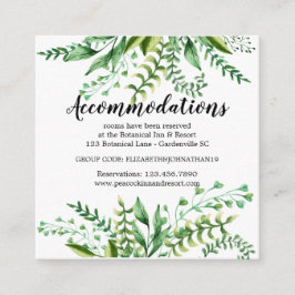 Tarjeta De Recepción Elegante Alojamiento Boda Botánico acuático