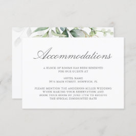 Tarjeta De Recepción Elegante alojamiento Eucalyptus Greenery Gold