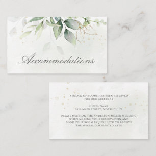 Tarjeta De Recepción Elegante alojamiento Eucalyptus Greenery Gold