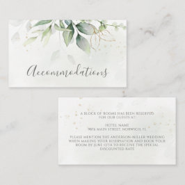 Tarjeta De Recepción Elegante alojamiento Eucalyptus Greenery Gold