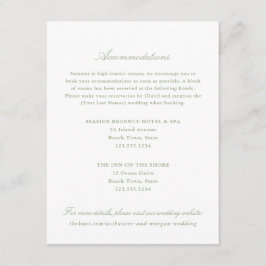 Tarjeta De Recepción Elegante alojamiento Sage Green Two Hotel