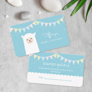 Tarjeta De Recepción Elegante Alpaca Llama Boy Baby Shower Diaper Raffl