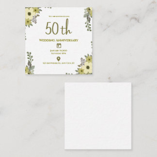 Tarjeta De Recepción Elegante Aniversario de la Flora Verde 50° Boda