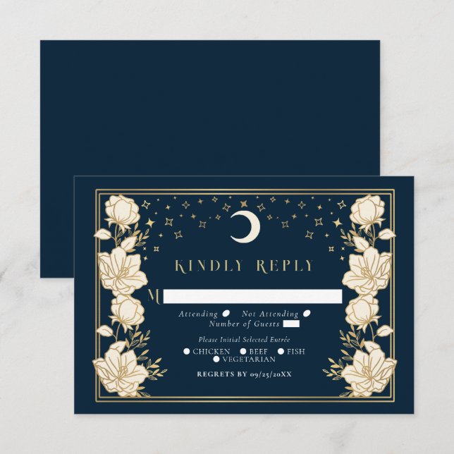 Tarjeta De Recepción Elegante Arco Art Nouveau Wedding RSVP (Anverso / Reverso)