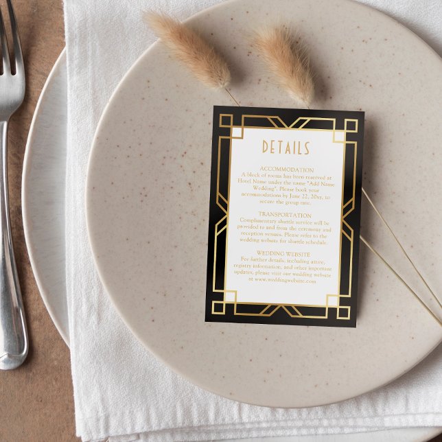 Tarjeta De Recepción Elegante Art Deco Clásico Oro Negro (Subido por el creador)