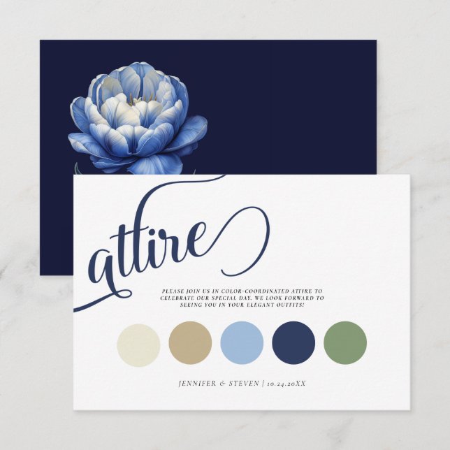 Tarjeta De Recepción Elegante atuendo Boda de los tulipanes azules de l (Anverso / Reverso)