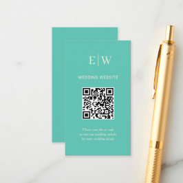 Tarjeta De Recepción Elegante Awe Acuático Simple con Monograma Boda