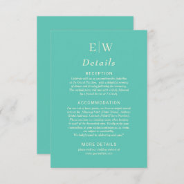 Tarjeta De Recepción Elegante Awe Acuático Simple con Monograma Boda