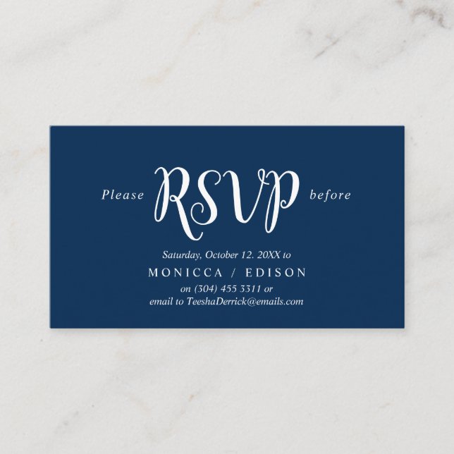 Tarjeta De Recepción Elegante azul de la Marina Rusa, Fiesta RSVP, resp (Anverso)
