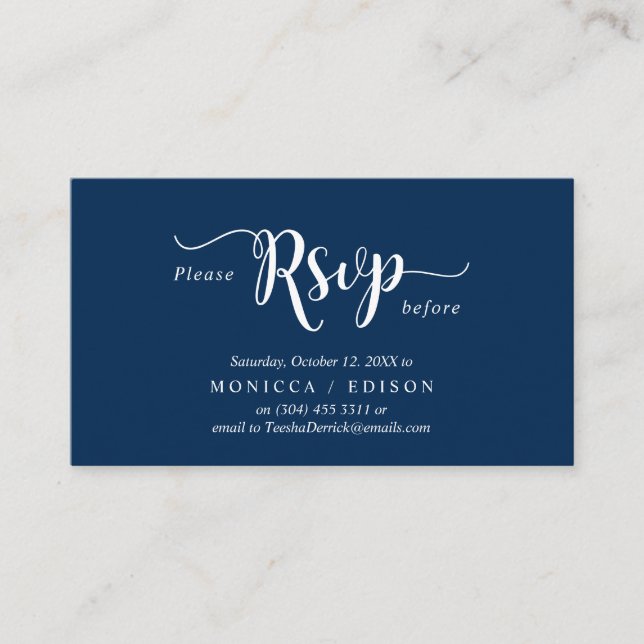 Tarjeta De Recepción Elegante azul de la Marina Rusa, Fiesta RSVP, resp (Anverso)