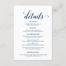 Tarjeta De Recepción Elegante Azul Marino, Información de Detalles de B