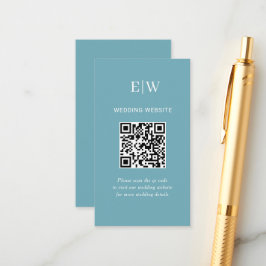 Tarjeta De Recepción Elegante azul retro simple con Boda monograma