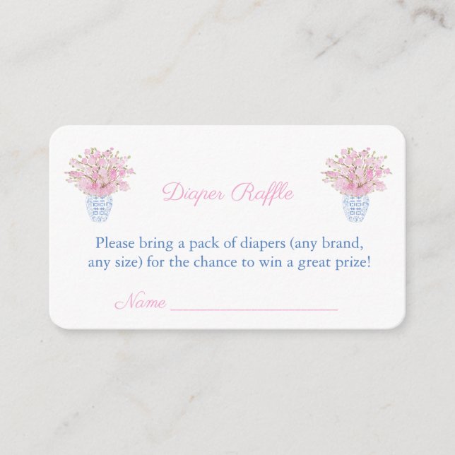 Tarjeta De Recepción Elegante Baby Girl Shower Ginger Jar Diaper Raffle (Anverso)