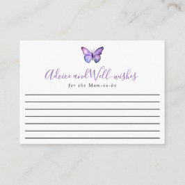 Tarjeta De Recepción Elegante Baby Shower Advice mariposa Buenos deseos