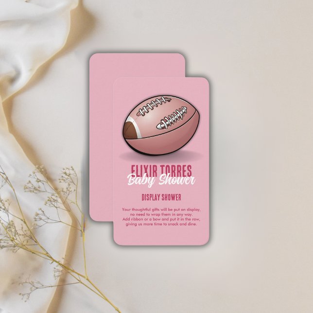 Tarjeta De Recepción Elegante Baby Shower de Fútbol Rosa (Subido por el creador)