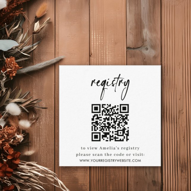 Tarjeta De Recepción Elegante Baby Shower Minimal Registry (Subido por el creador)