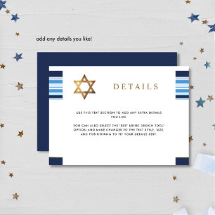 Tarjeta De Recepción Elegante bar con iluminación azul y dorada Mitzvah