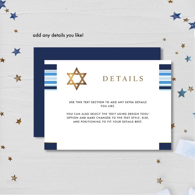 Tarjeta De Recepción Elegante bar con iluminación azul y dorada Mitzvah (Subido por el creador)