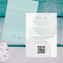 Tarjeta De Recepción Elegante Beach Watercolor Ocean Detalles del códig