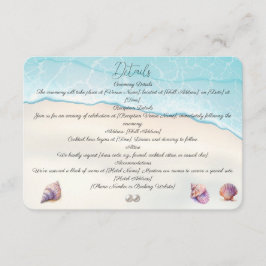 Tarjeta De Recepción Elegante Beach Wedding Seashells Perlas Náuticas