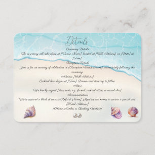 Tarjeta De Recepción Elegante Beach Wedding Seashells Perlas Náuticas