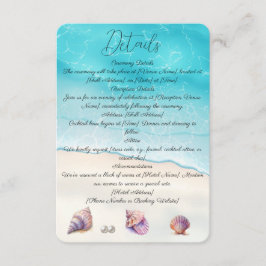 Tarjeta De Recepción Elegante Beach Wedding Seashells Perlas Náuticas