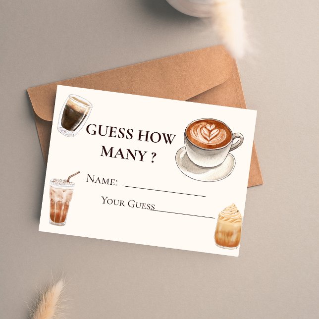 Tarjeta De Recepción Elegante bebé está preparando café Adivina cuántas (Subido por el creador)