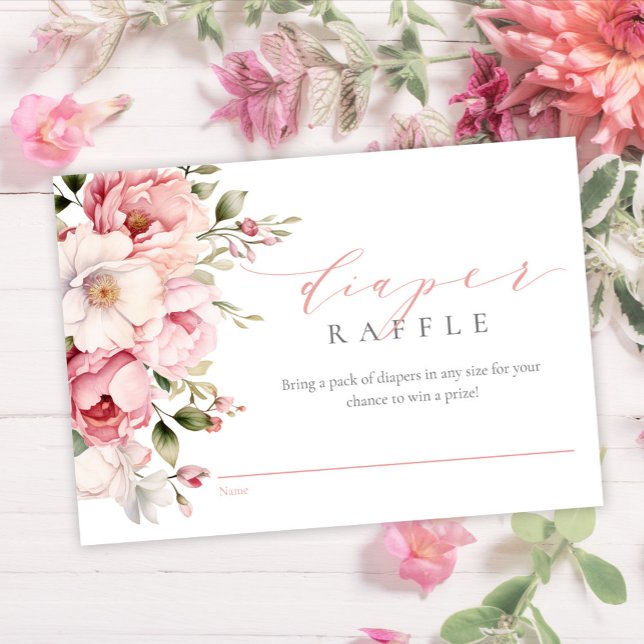 Tarjeta De Recepción Elegante bebé rosa Baby Shower Diaper Raffle (Subido por el creador)
