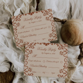 Tarjeta De Recepción Elegante Beige Brown Wedding Rsvp