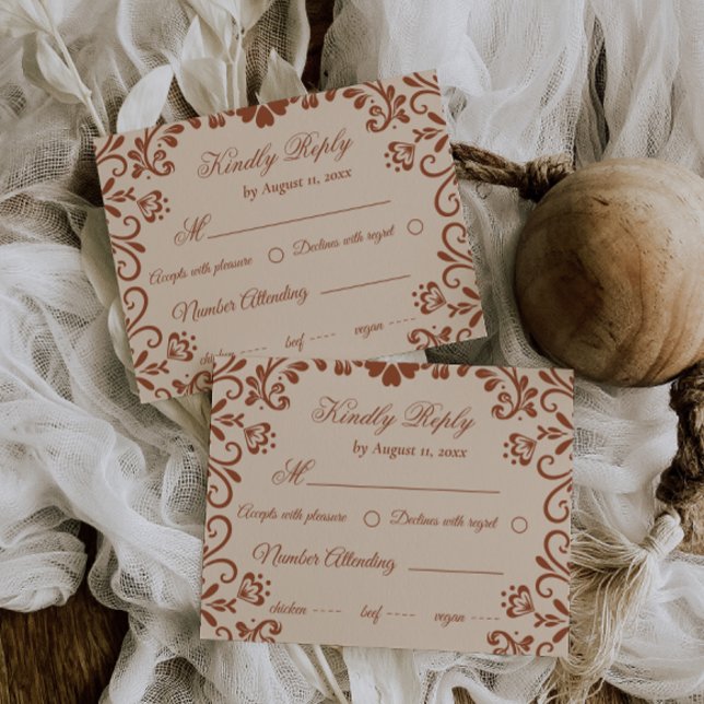 Tarjeta De Recepción Elegante Beige Brown Wedding Rsvp (Subido por el creador)