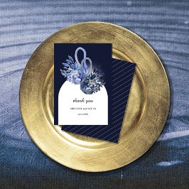 Tarjeta De Recepción Elegante Bella Cisne Azul Watercolor Art