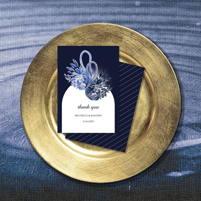 Tarjeta De Recepción Elegante Bella Cisne Azul Watercolor Art (Subido por el creador)