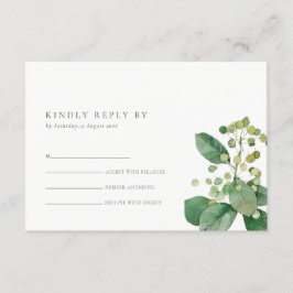 TARJETA DE RECEPCIÓN ELEGANTE BERRY LEAFY FOLIAGE VERDE BODA RSVP
