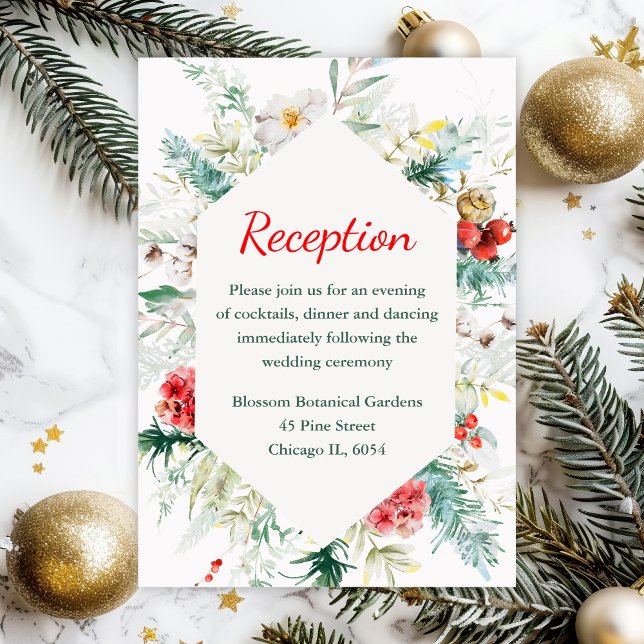 Tarjeta De Recepción Elegante bienvenida de Boda de Invierno con vegeta (Subido por el creador)