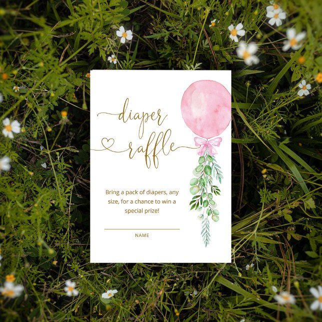 Tarjeta De Recepción Elegante billete de pañal rosado para globos (Subido por el creador)