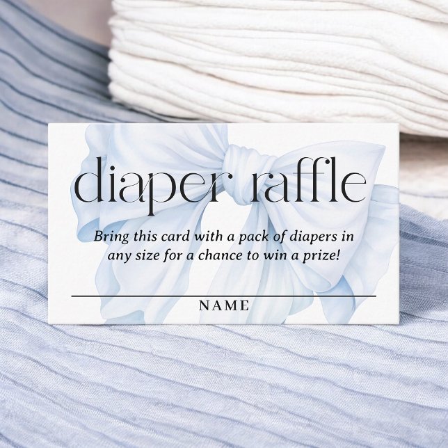 Tarjeta De Recepción Elegante Blue Bow Diaper Raffle Boy Baby Shower (Subido por el creador)