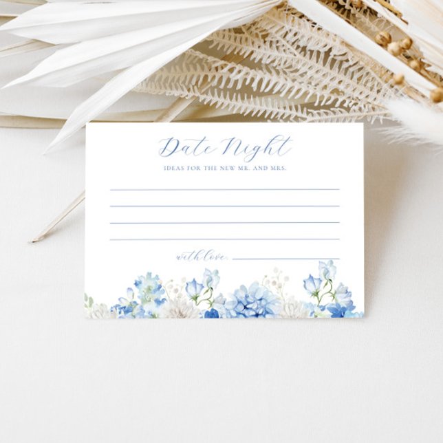 Tarjeta De Recepción Elegante Blue Floral Bridal Shower Date Ideas Noct (Subido por el creador)