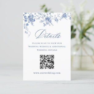 Tarjeta De Recepción Elegante Blue French Garden Boda Floral Detalles
