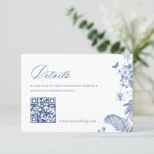 Tarjeta De Recepción Elegante Blue French Garden Boda Floral Detalles